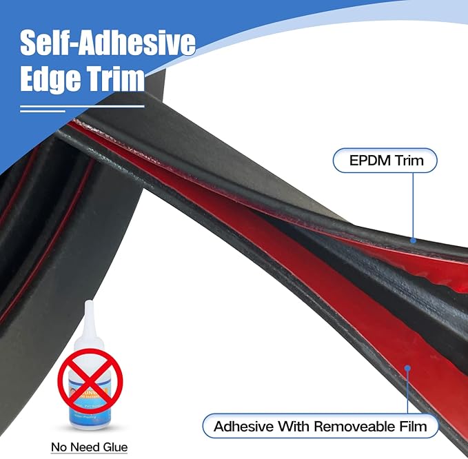 Rubber Edge Trim, Self-Adhesive Rubber Edge Trim, Edge Protector for Sheet Metal, EPDM Material, Fit 1/16"(1.6mm), Length 20Ft, Black Color,
