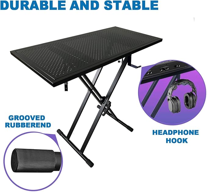 DJ Table Stand Audio Mixer Stand Portable Booth - 35" x 17.3" Versatile DJ Booth Stand for Piano, Laptops, Controllers, Midi Keyboards, and Audio Mixers, Mixer Pioneer DJ Controller Equipment