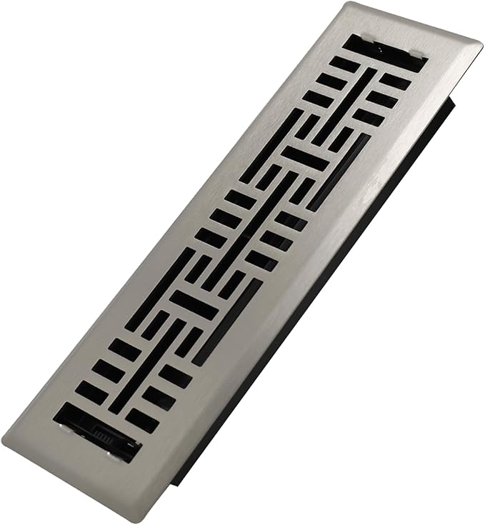 2x10 Inches Heavy Duty Walkable Floor Register Easy Adjust Air Supply Lever Floor Vents - Seattle Design - Vent Cover for Home Floor - Satin Nickel