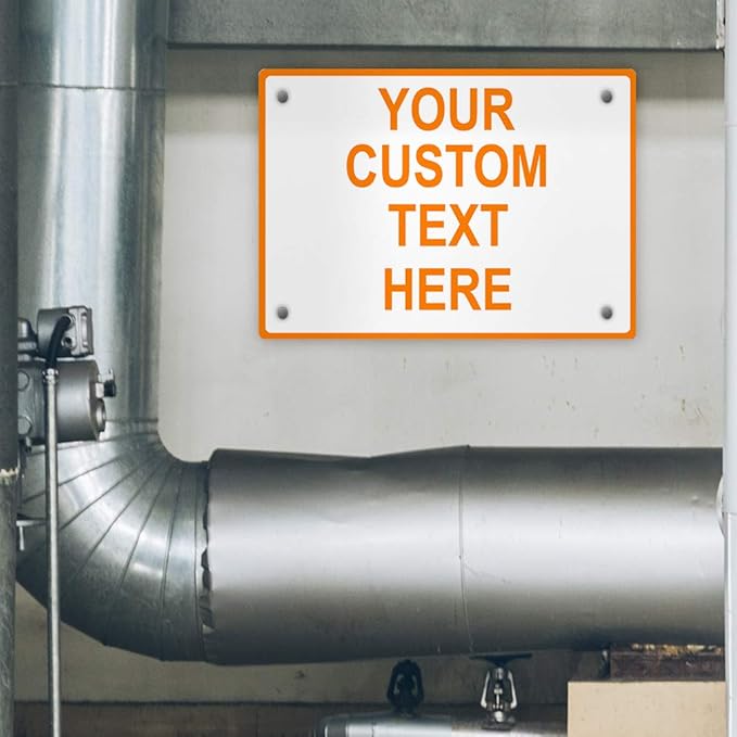 Aluminum Weatherproof Metal Sign Multiple Sizes Custom Personalized Text Here White Orange Warning Horizontal Street Signs 24x18Inches