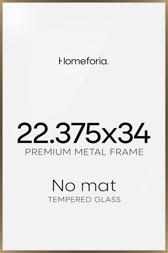 Homeforia 22.375x34 Bronze Puzzle Frame, High End Metal 22.375 x 34 Picture Frames without Mat, 34x22.375 Brass Poster Frames for Wall, 22.375by34 Puzzle Art Frames, Tempered Glass, Wall Kit, Set of 1