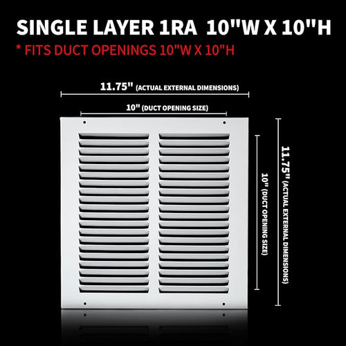 10x10 Vent Cover(Duct Opening Size),Air Return Vent Cover,Flat Vent Cover,Rejillas De Aire Acondicionado para Casa,Return Air Grilles,Outer Dimensions:11.75"W X 11.75"H(10"W x 10"H, Duct Opening)