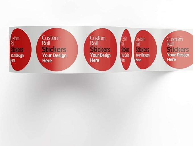 150 Roll Labels Personalized and Custom Design Stickers for Your Business Round Square Heart Star Die-Cut Any Shape and Size with Your Logo Text Image (Glossy Paper)