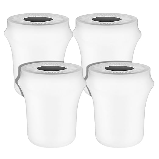 Tanlade 32 Gallon Stretch Trash Can Spandex Cover Outdoor Waste Garbage Can Spandex Covers for Indoor Kitchen Outdoor Round Waste Container Bin, Without Trash Bin (White,4 Pcs)