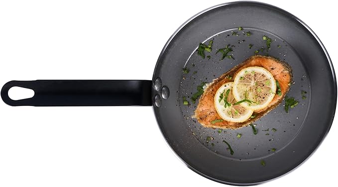 Restaurantware Met Lux 8 Inch Fry Pans, 6 No-Stick Frying Pans - Induction-Ready, Triple-Riveted, Silver Carbon Steel Cooking Skillets, Durable, For Searing, Sauteing, And Browning Food
