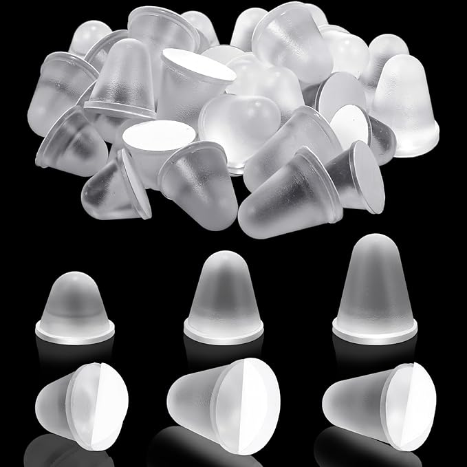 Pangda 32 Pcs Cone Shaped Clear Rubber Bumpers Self Adhesive Rubber Feet Spacers Conical Clear Bumpers Pad for Computer Audio Equipment Cutting Boards Picture Frames Cabinet Door 3 Sizes
