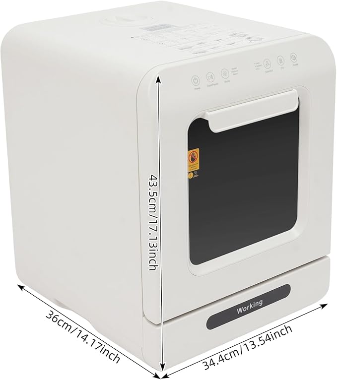 Portable Dishwasher Countertop, Compact Dishwasher 4L Built-In Water Tank & Inlet Hose, 5 Wash Programs, 162℉ Disinfect & Drying, 360° Dual Spray for Apartments, Dorms, Rvs, No Hookup Needed