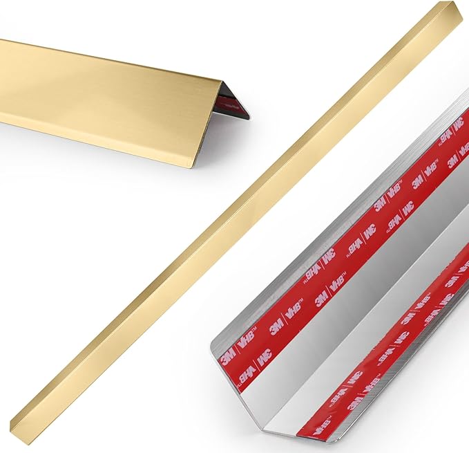 Stainless Steel Wall Corner Guards, 2 x 2 x 48 inches (Golden 10 Pcs Pack). Made of 304 Steel, These 90-Degree Angle Metal Corner Protectors are Designed for Wall Protection and Decoration