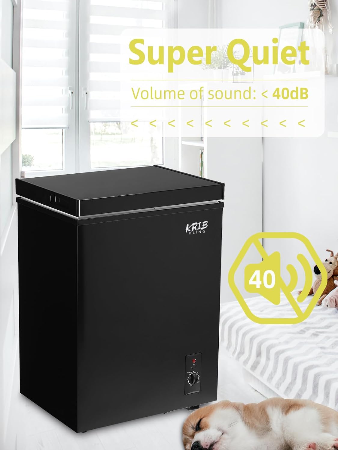 3.5 Cu.Ft Freestanding Chest Freezer with a Removable Basket, 7 Gears Temperature Control (-18F to -46F), Deep Freezer for House, Garage, Kitchen, Basement, Shop, Black
