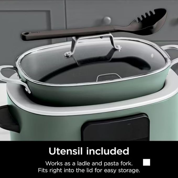 Ninja Foodi PossibleCooker PRO MC1000 8.5Qt Multicooker 8 in 1 Slow Cooker,Warmer, Glass Lid, Integrated Spoon, Nonstick (Green Sage)