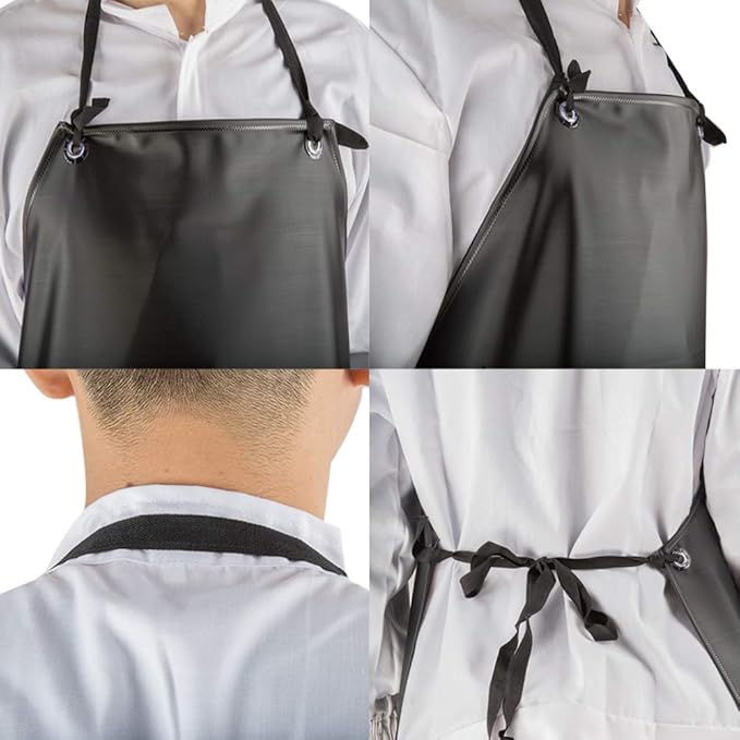 Chemical Resistant Vinyl Apron - Black Plus Size Unisex PVC Aprons for Dishwashing,Dog Grooming,Fish Cleaning,Lab Work(2 Pack)