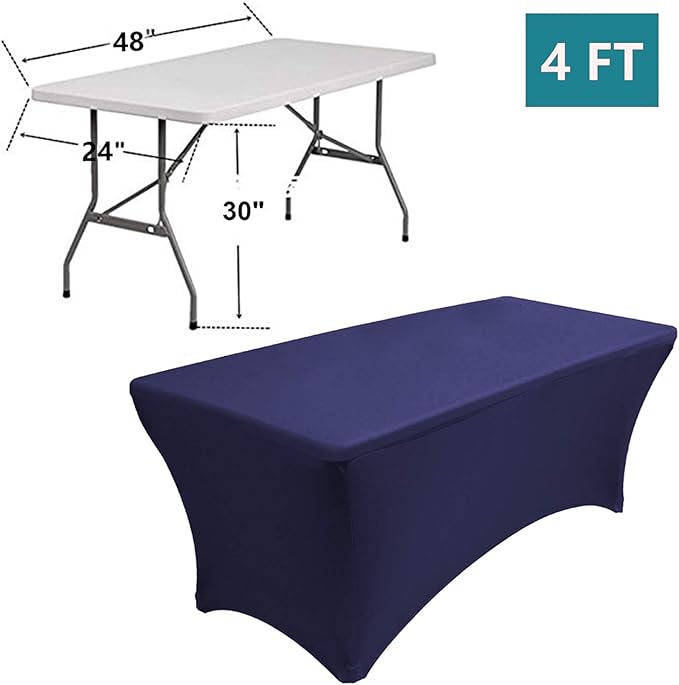 RELIANCER 2 Pack Stretch Spandex Table Covers for Rectangular Tables,4FT Elastic Fitted Tablecloth,Universal Rectangular Table Cloth Protector for Outdoor Party,Wedding,Bar,Birthday,Banquet,Events