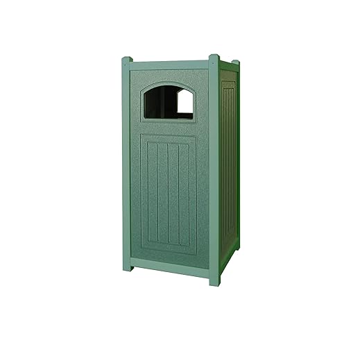 GT2126GRN Recycled Plastic Side Load Trash Container with Lid, 26 Gallon, 19"x19"x41", Green