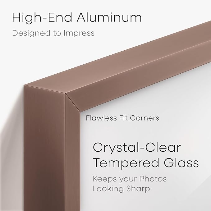 Homeforia 6x9 Picture Frame Mocha, High End Metal 6 x 9 Frames with Mat 4 by 6 for Print, Photo Frame 6x9 Mocha Matted to 4x6 inches Art, 6by9 Wall or Tabletop Frames, Tempered Glass, Wall Kit, Set of 1