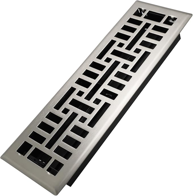 4x14 Inches Heavy Duty Walkable Floor Register Easy Adjust Air Supply Lever Floor Vents - Seattle Design - Vent Cover for Home Floor - Satin Nickel