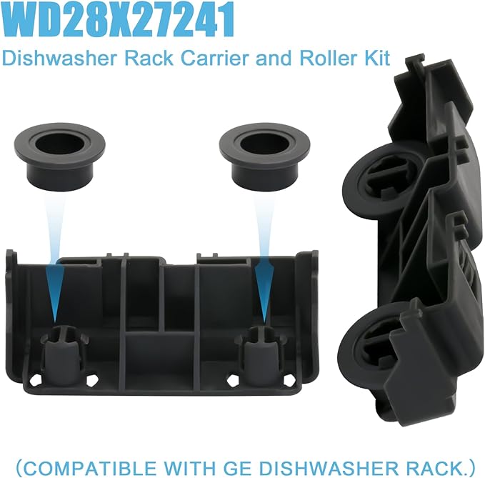 4 Pack WD28X27241 AP6990367B Dishwasher Rack Carrier And Roller Kit Compatible with GE Haier Dishwasher replaces WD12X10439, WD12X10446, WD12X10447, WD12X22657, WD12X22656