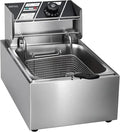 Electric Fryer 10L/10.5QT Stainless Steel Single Can Commercial Fryer with Basket, 2500W 110V Countertop Fryer for Home Kitchen and Restaurant with Oil Thermometer and Temperature Control