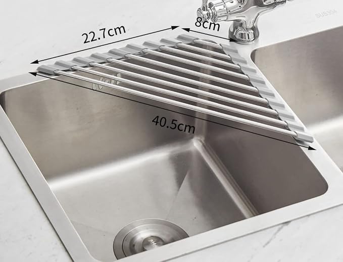 Ahyuan Roll up Dish Drying Rack Over The Sink Kitchen Roll up Sink Drying Rack Portable Dish Drainer Foldable Dish Drying Rack (Warm Gray, Triangle 16.3''X9.4'')