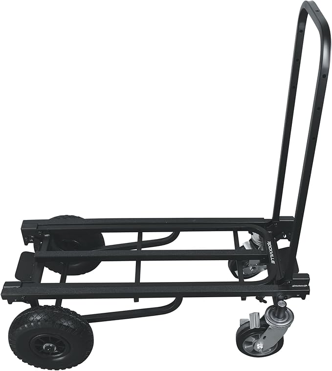 Rockville Rock Cart Off-Road DJ Transport Cart, Big Wheels, Smooth Casters, Wheel Locking, 700lbs Capacity, Folding, Steel, Perfect for Gigs & Events