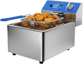6L Electric Deep Fryer with Removable Oil Container and Handle, Solid Wire Mesh Basket and Lid, Lightweight Commercial Countertop Fryers - 120V 1800W