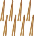 7 Inch Bamboo Kitchen Utensil Tongs, Reusable Bamboo Toast Tongs for Toast, Kimchi, Fruit and Tea, 8 Pcs.
