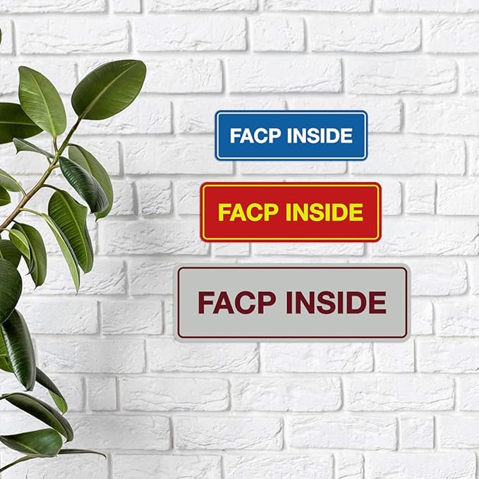 Signs ByLITA Standard FACP Inside Sign | Fire Safety Signage (Light Grey/Burgundy) - Medium 1 Pack