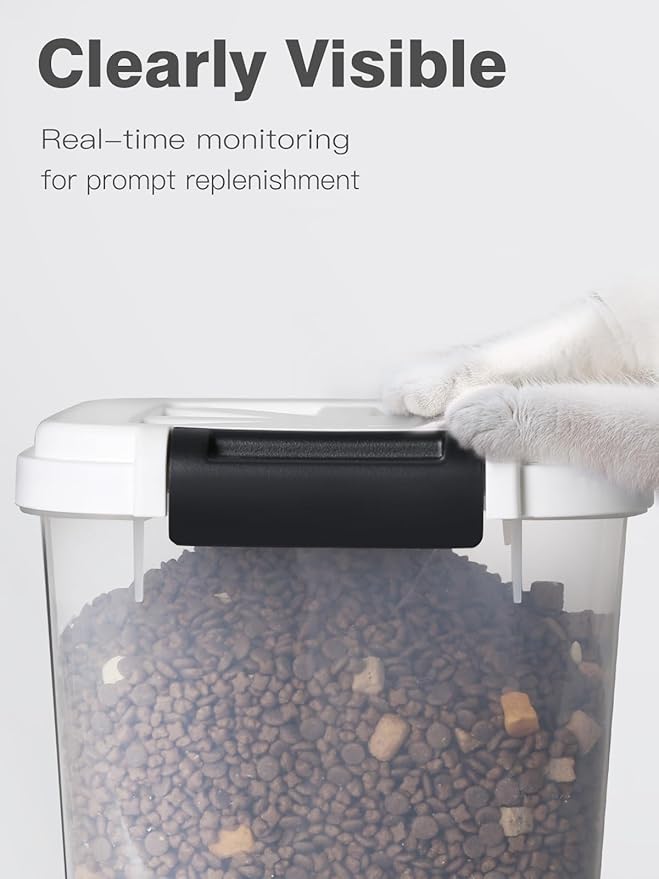 LivLab Mker 5 lbs Dog Food Storage Container with Lids Airtight Pet Food Container Cat Treat Container, Dry Pet Food Storage Bin for Cereal, Birds, Rice and Grain(6 lbs), White