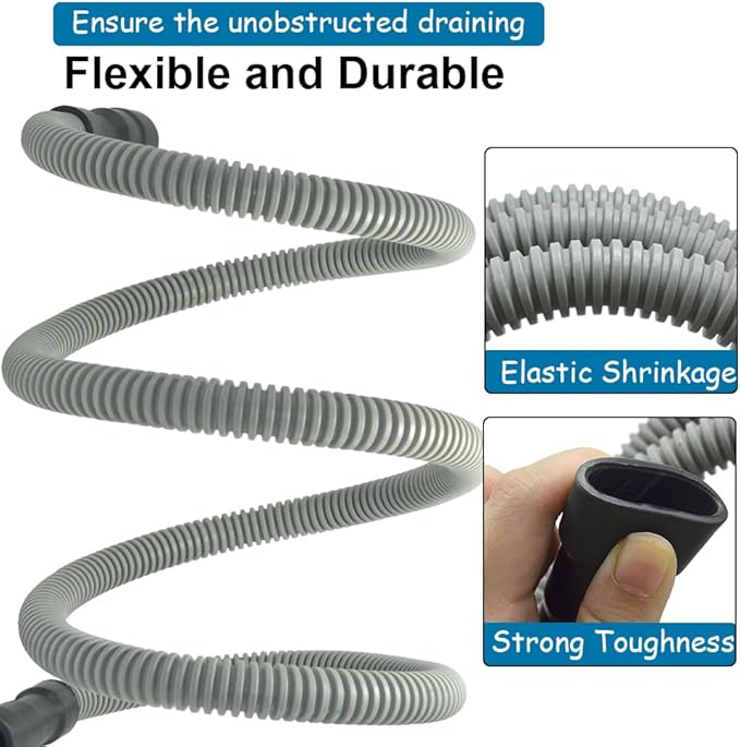 Universal Dishwasher Drain Hose - 12 Ft Discharge Hose - Corrugated and Flexible Dishwasher Hose Drain Replacement with Clamp