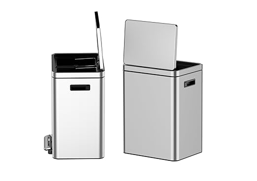 Dual Compartment Kitchen Trash Can with Lid 40l, Stainless Steel Step Trash Can with 2 Buckets, Soft-Close Foot Pedal Recycling Bin, Fingerprint-Resistant for Home, Kitchen, Office Waste Sorting
