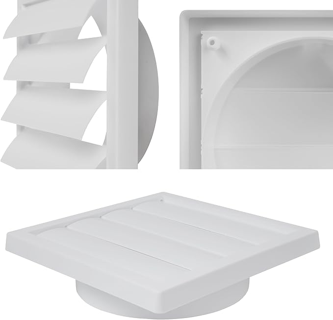Repa Market 6 Inch Vent Cover - White Plastic Shutter Wall Vent Cover - Louvered Vent Cover for Outdoor - Hood Vent, Exhaust Vent for Bathroom, Kitchen, House HVAC Air Duct Vent Cover Outside