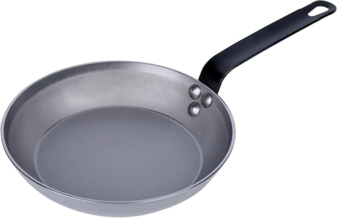 Restaurantware Fry Pan 1 Pack of 8.6 Inches Carbon Steel Non-Stick Searing Pan With Ergonomic Handle Silver For Sauteing and Omelets
