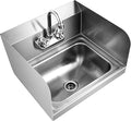 Giantex Stainless Steel Hand Sink with Faucet, Side Splash, Two Temperature Water Inlet, 17" x 15" Commercial Sink for Restaurant, Kitchen, Wall Mount