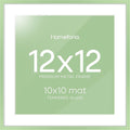 Homeforia 12x12 Picture Frame Sage Green, High End Metal 12 x 12 Square Poster Frame with Mat 10 x 10 Photo, 12x12 Frame Matted to 10x10 Print, 12by12 Hanging Frame, Tempered Glass, Wall Kit, Set of 1
