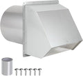 4 Inch Dryer Vent Cover Outside Hooded Wall Vent with Screen and Damper,4" Exterior Wall Vent Dryer Air Vent,Exhaust Wall Mount Cover Cap for Dryer Ventilation&Outdoor Air Exhaust, Stainless Steel