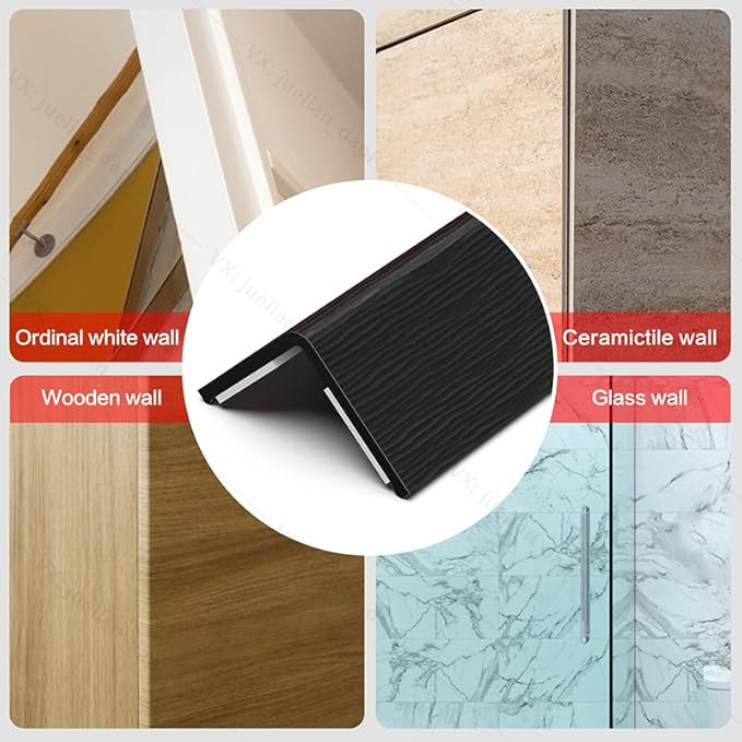 Wall Corner Protector, Walls Edge Protector，Self-Adhesive Wall Corner Guards,PVC Double Side Edge Protector， Furniture Stairs Guard (Black Wood Grain 2PCS 100cm/39.37in)