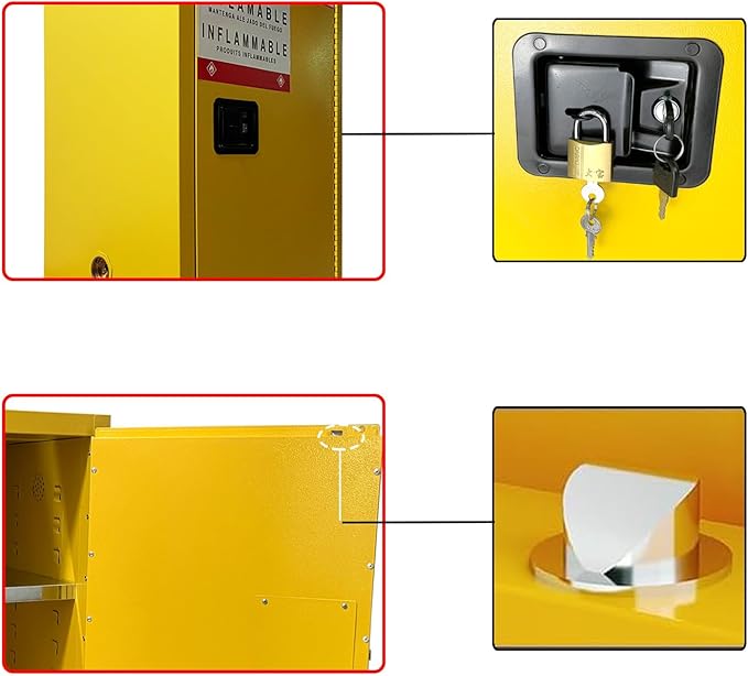 Hazardous Storage Cabinet, 23.2" W x 18.1" D x 35.3" H, Suitable for Storing up to 24 Gallons, Chemical Fireproof Cabinet, Featuring 2 Adjustable Shelves, Designed for Industrial Applications