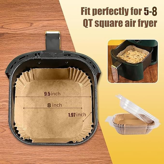 380 Pcs Air Fryer Liners Disposable, Food Grade Parchment Paper Liners,Oil-Proof& Non-Stick, Suitable for Air Fryers, Microwaves, Ovens(8 Inch,380Pcs)