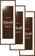 Homeforia 13.5x40 Picture Frame Brown, High End Dark Oak 13.5by40 Walnut Wood Poster Frame with Mat 10x30, 13.5 x 40 Panoramic Wooden Frames Matted to 10 x 30 Print, Tempered Glass, Wall Kit, Set of 3