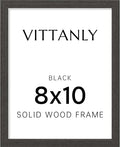 Vittanly 8x10 Picture Frame, Solid Wood Frame with Plexiglass, Includes 5x7 Mat, Wall Hanging or Tabletop for Home Decor, Black, 1 Pack