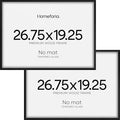 Homeforia 19.25x26.75 Black Wood Puzzle Frame, High End Oak 19.25 x 26.75 Frames without Mat, Wooden 26.75x19.25 Picture Frames for Wall, 19.25by26.75 Poster Frames, Tempered Glass, Wall Kit, Set of 2