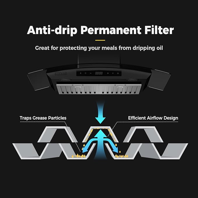 Empava Wall Mount Range Hood 30 Inch, Ducted/Ductless Kitchen Exhaust Stove Vent with Modern Style, 400CFM, 3-Speed, Touch Control, Timer, LED Lights, Stainless Steel (Charcoal-Filter Sold Separately)