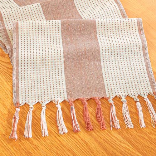 Niviy Orange Fall Table Runner 72 Inches Long, Boho Farmhouse Seasonal Thanksgiving Decor Washable Table Runners Fall Decorations for Home (Orange, 12"×72")