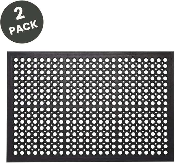Envelor Anti Fatigue Mat 2 Pack Rubber Floor Mats Door Mat Non Slip Drainage Mat for Entryway, Kitchen, Restaurant, Garage, Heavy Duty Use Doormat, Commercial Floor Mat Industrial 36 x 60 Inches