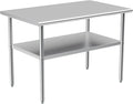 Stainless Steel Table for Prep & Work, 30x48 Inches, NSF Metal Commercial Heavy Duty Table with Adjustable Under Shelf and Foot for Restaurant, Home and Hotel