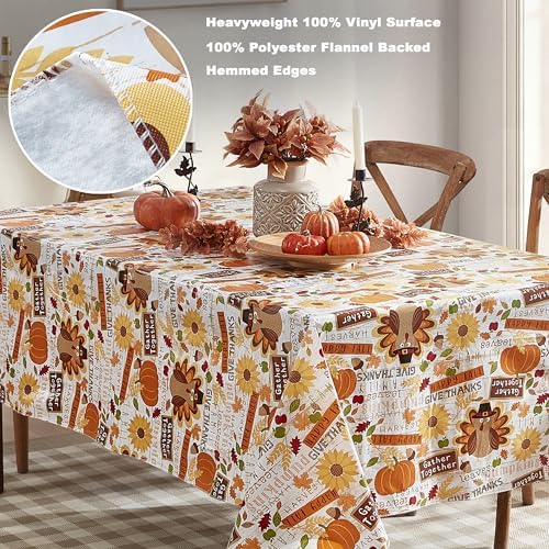 Newbridge Happy Thanksgiving Turkey 52 x 70 Inch Rectangle Vinyl Tablecloth