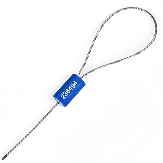 500 Numbered Steel Cable Seals - Tamper Proof, Pull Tight Container Seal (Blue)