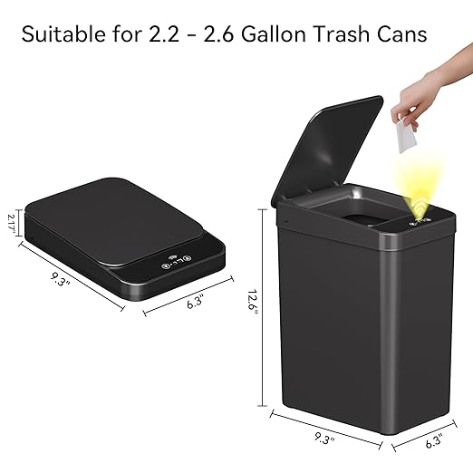 Replacement Trash Can Lid Compatible with 2.2 x 2.6-Gallon Sensor Trash Can Battery Powered Black