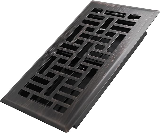 4x8 Inches Heavy Duty Walkable Floor Register Easy Adjust Air Supply Lever Floor Vents - Seattle Design - Vent Cover for Home Floor - Oil Rubbed Bronze