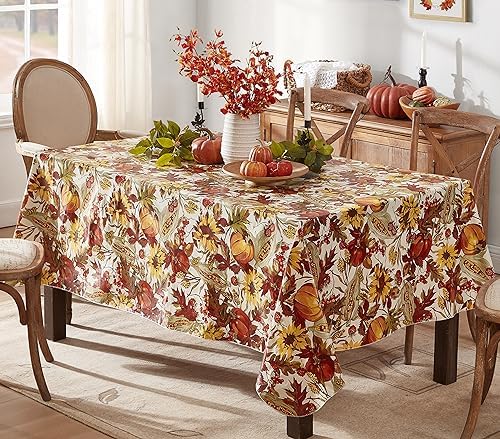 Newbridge Thanksgiving Fall Days Pumpkin 52x52” Square Vinyl Tablecloth
