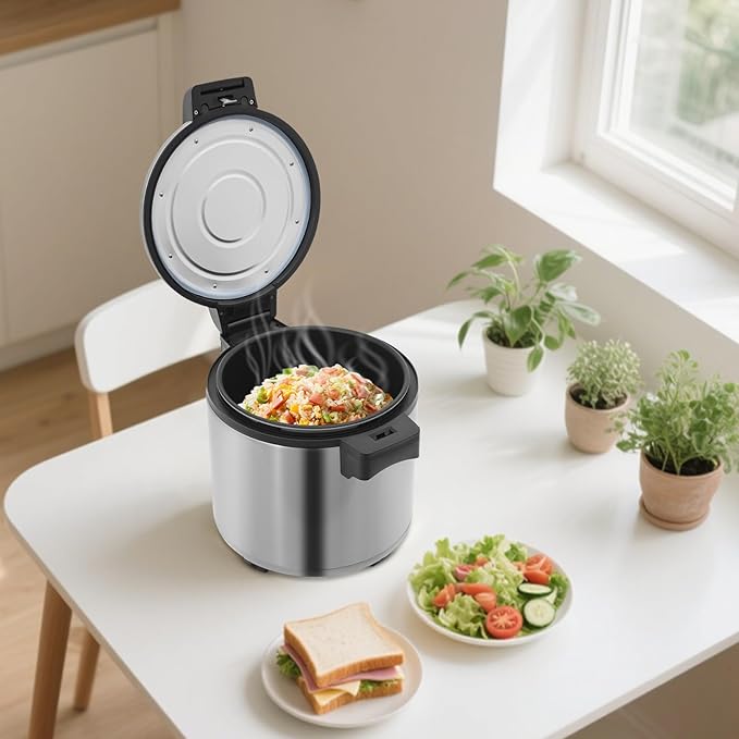 23L/6Gal Commercial Electric Rice Warmer, Large Capacity Commercial Rice Cooker & Warmer, Professional Industrial Rice Cooker, Electric Rice Food Warmer with Hinged Cover, Easy One-Touch Operation